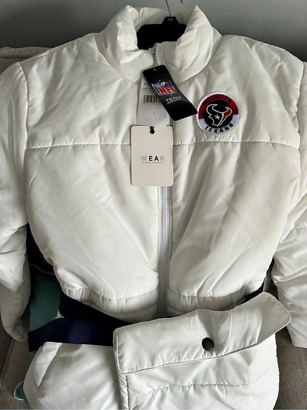 WEAR by Erin Andrews Houston Texans White Packaway Full-Zip Puffer Jacket & Blue